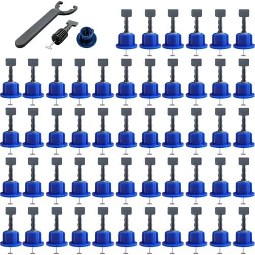 50pcs/set Level Wedges Tile Spacers with Wrench for Flooring Wall Tile Leveling System T-type Tile Leveler Equalizer
