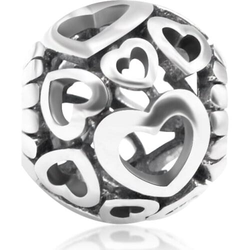 925 Sterling Silver Openwork Heart Secret love Charm fit Original Pandora Charm Bracelet Bangle DIY Jewelry Making