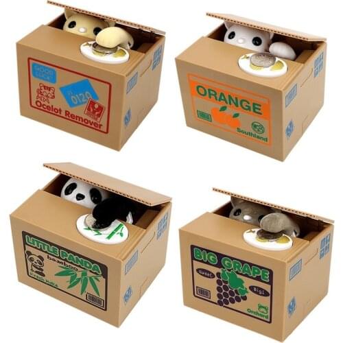 Automated Panda Cat Steal Coin Bank Money Saving Box Electronic Money Boxes Piggy Banks Kids Gift Home Decor Cute