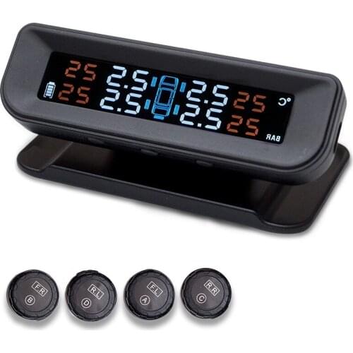 Car Tire Pressure Monitoring System With 4 Sensor TPMS Digital LCD Display Solar Power Tyre Pressure Monitor Auto Security Alarm
