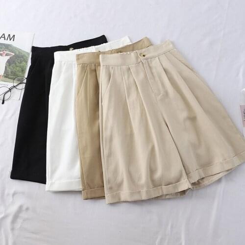 2020 New Summer Safari Style High Waist Loose Pants Women Casual Slim Knee Length Pants Cuffs Cargo Pants wide legs pants