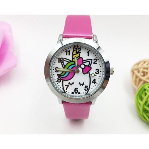 Beautiful Unicorn Children Watches Kids Girls Quartz Watch Boys Girl Luminous Wristwatch Student Leather Clock reloj Free Ship