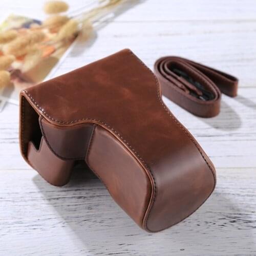 PULUZ for canon eos m6 case leather Full Body Camera PU Leather Case Bag with Strap for Canon EOS M6 Accessories (18-150mm Lens)