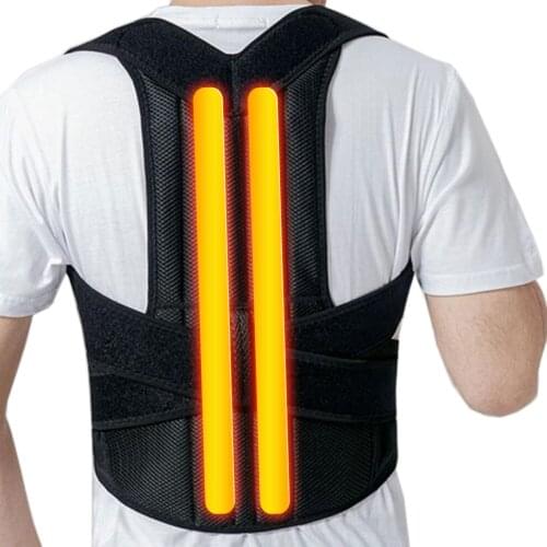 Black Adjustable Magnetic Bone Back Posture Corrector Brace Support Belt Spine Shoulder Lumbar Posture Correction Belt Women Men