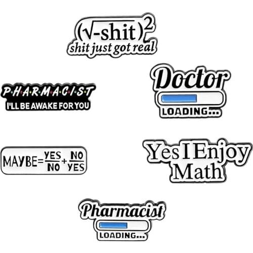 Numbers Letters Equations Brooches Badges Lapel Pins For Backpack Womens Enamel Hijab Pin Decorative Badge Gothic Styles Brooch