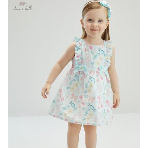 DBS16789 dave bella summer baby girls fashion bow floral dress with a headwear party dress kids infant lolita 2pcs clothes