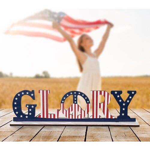 Wooden Letters Ornament Delicate Festival Portable American Independence Day Alphabet Printing Bachelor Party Desk Decoration