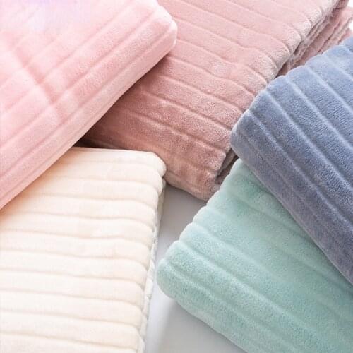 Double Sided Flannel Striped Fabric Autumn And Winter Thick Coral Fleece Pajamas Blanket Fabric For Home Service DIY TJ4342