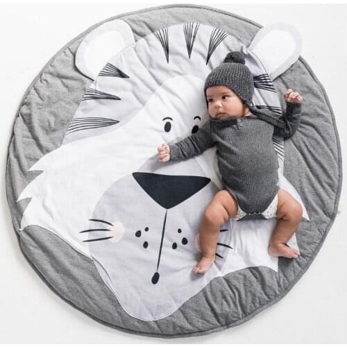 Round Baby play mat Baby climbing mat Child safety protective carpet kid animal pattern cushion Foldable Living room carpet