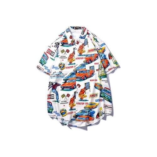 Summer youth mens casual all-match flower shirt Harajuku style bf couple Hawaiian beach short shirt