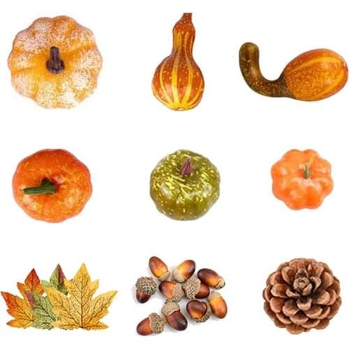 LUDA Halloween Bubble Fake Pumpkin Maple Pine Cones Set Halloween Christmas Thanksgiving Decoration Props Fall Decor