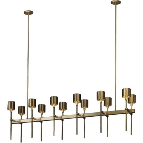 New Nordic long strip metal dining room chandelier net celebrity modern new Chinese dining room light