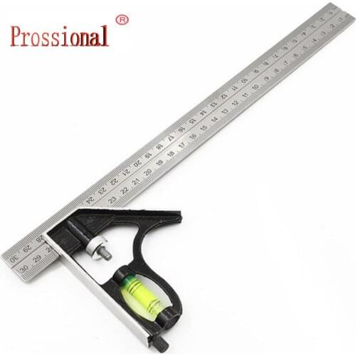 2pcs 300mm(12'')Adjustable Engineer Combination Try Square Set Right Angle Ruler Stainless Steel Multi-functional Measuring Tool