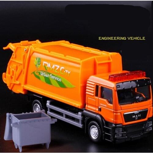 1:64 alloy garbage truck, high simulation engineering sanitation model toy, childrens toy vehicle, free shipping