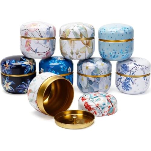 Japanese Style Tea Box Set Metal Tea Jar Containers Sweetmeats Snacks Candies Cans Coffee Storage Packaging Box Round