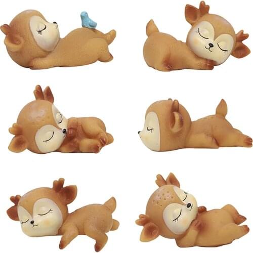 New Deer Figurines Toys Home Decor Resin Ornament Cake Topper Party Desktop Decoration for Birthday Gifts Hot