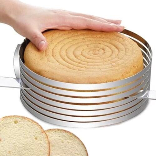 Stainless Steel Cake Cutter Slicer 6 Layers Adjustable Round Bread Cake Cutter Slicer Mousse Ring Mould Baking Tool Cake Stand