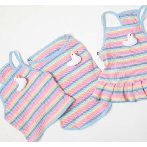 Pet dog clothing French bulldog Corgi Teddy camisole vest clothes spring and summer thin section color striped small dog clothes