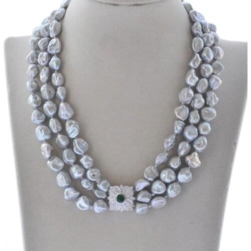 MCT·STAR Z10567 32" 33mm White Round Freshwater Pearl Shuttle CZ Necklace
