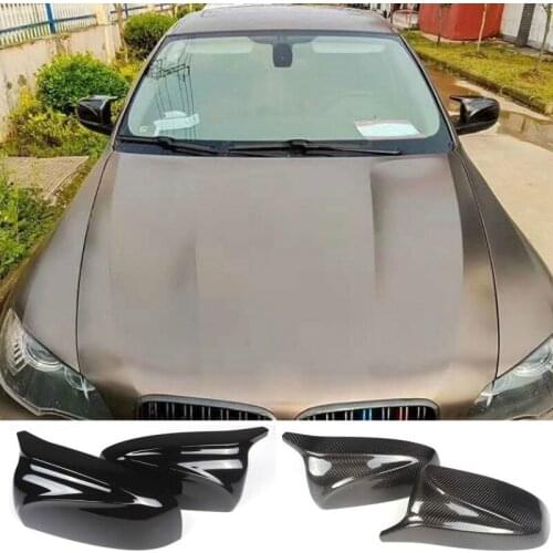 A Pair Carbon Fiber/ABS Mirror Cover X5 X6 Car Side Rearview Mirror Cap Cover Replacement For BMW X5 X6 E70 E71 2007-2013