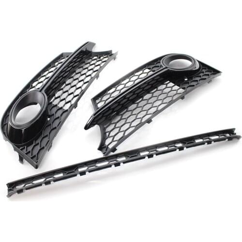 Car Front Lower Grille + Fog Light Grill Fit For Audi TTS MK2 2011-2014 2012 13
