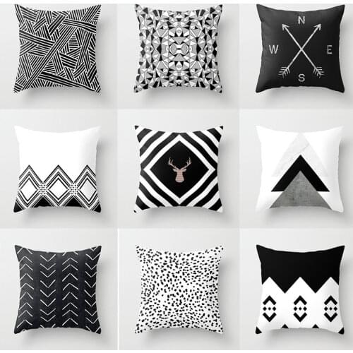 Nordic Fashion Simple Black and White Pillow Cover Sofa Cushion Office Cushion Back Seat Cushion Pillows for Living Room