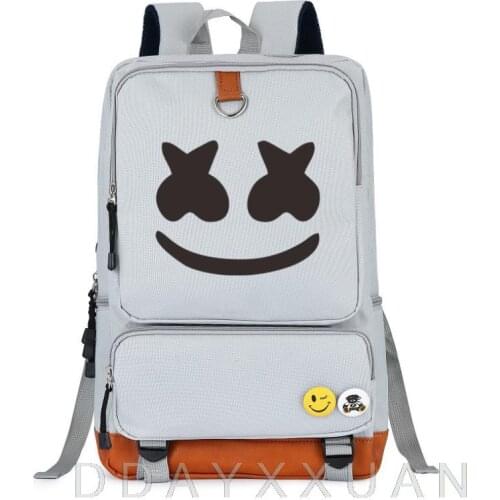 DJ Marshmello Backpack Girls School Bags For Teenage Women Men Daily Printing Backpack Black Casual Mochila Escolar