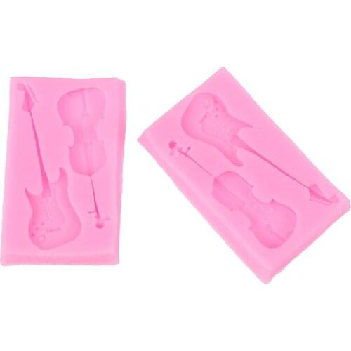 Violin Guitar Silicone Fondant Molds Cake Decorating Tools Kitchen Baking Candy Clay Cupcake Chocolate Gumpaste Moulds