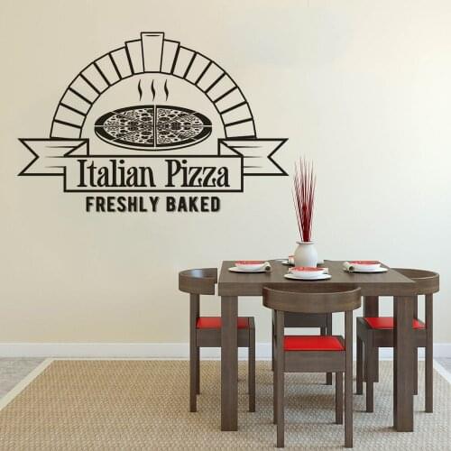 Freshly Baked Pizza Wall Sticker Pizza Shop Window Vinyl Decals Pizza Kitchen Decoration Pizzeria Food Wall Poster AZ234