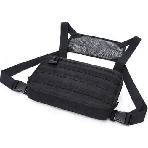 Tactical Chest Bag Molle Military Combat Front Pack Vest Hip Hop Backpack Detachable Strap Zipper Pockets Outdoor Hunting Bags