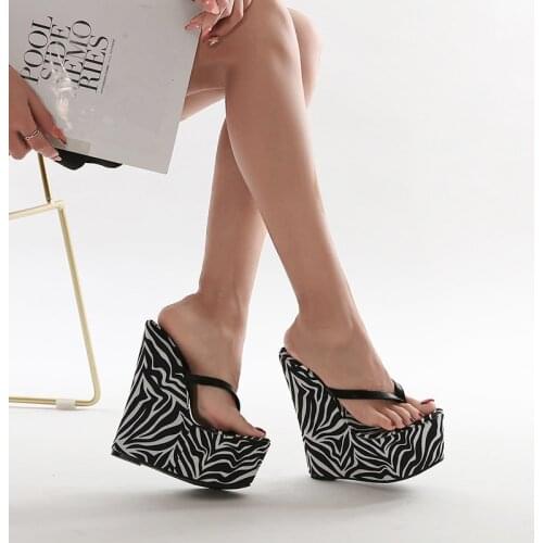 17CM Platform Slippers Sexy Fetish Shoes Slope Heel Nightclub Stripper Heels Full Dress Party Models Show Elegant Women Mature