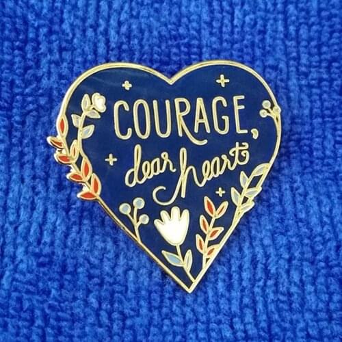YAOJIE Courage, Dear Heart Floral Brooch Pins Enamel Metal Badges Lapel Pin Brooches Jackets Jeans Fashion Jewelry Accessories