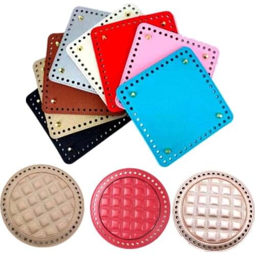 2Styles PU Bag Bottom DIY Handmade Bag Accessorie With Holes Rivet For Knitting Handbag Women Shoulder Crossbody Chain Bag Parts