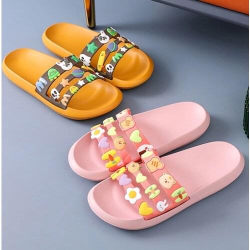 Women Men Summer Slippers Beach Slide Sandals Non-slip Flip Flops Cartoon Animal Soft Sole Ladies Boys Girls Couples Bathe Shoes
