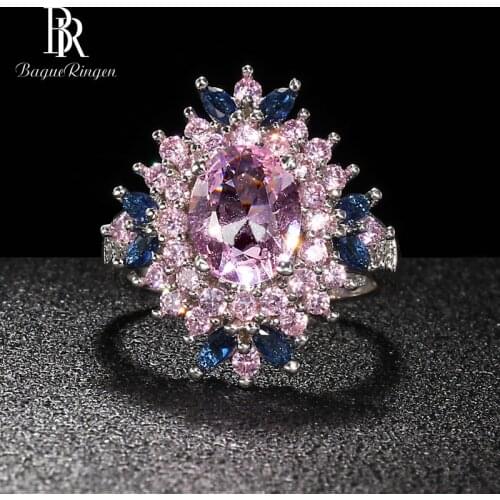 Bague Ringen Flower shaped Ring for Women Silver 925 Jewelry Colors Gemstones Female Accessory for Party Wholesale Dating Gift