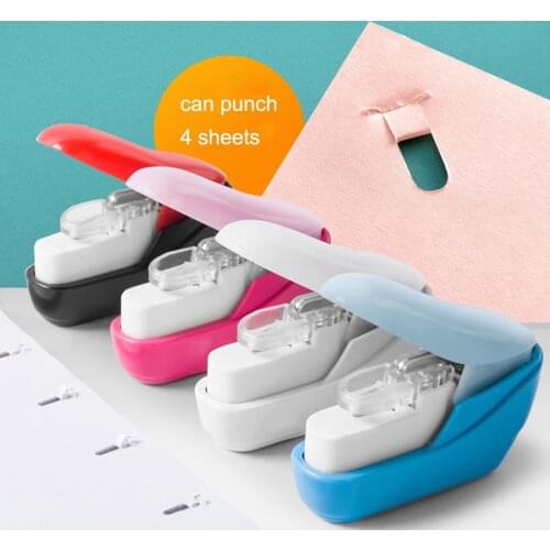 1PC Random Color Stapleless Stapler Book Paper Stapling Stapler Mini Portable No Staples School Office Supplies Useful Tool #R30