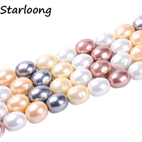 1pack/lot 16*19mm Fashion Oval Natural Shell Pearl Loose Spacer Beads Mixed Multi Colours DIY for Jewelry & Craft necklace