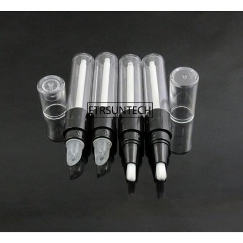 10/30/50pcs 4.5ml Transparent+Black Lip Gloss Bottle,Empty Round Twist Pen,Disposable Plastic Dial Up Pen With Silicon Tip F3191