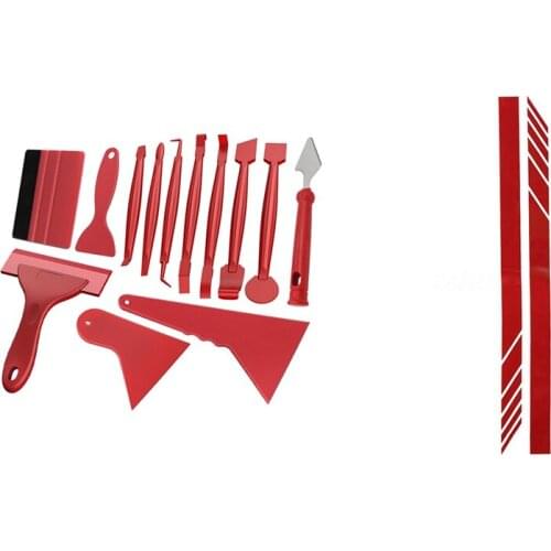 2 Pcs Mirror Stripe Decal Sticker & 13Pcs Set Auto Car Wrap Film Tools Squeegee Scraper Kit Window Tint Glue Remover