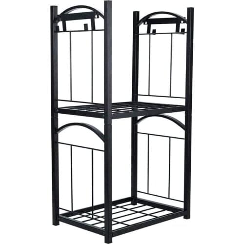 2 Layers Iron Firewood Rack Detachable Fireplace Tool Rack Indoor Outdoor Kindling Holder