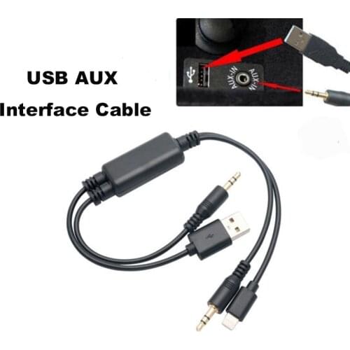 35CM Dual Lead USB Interface Audio Cable Car AUX Adapter for BMW iPod
