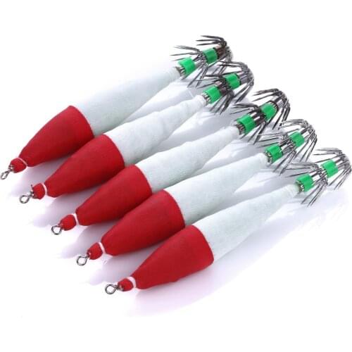 5pcs/lot 10.5cm 6g Squid Jig Cuttlefish Hard Lure Luminous Fishing Tackle Equipment Wood Shrimp Fishing Lure