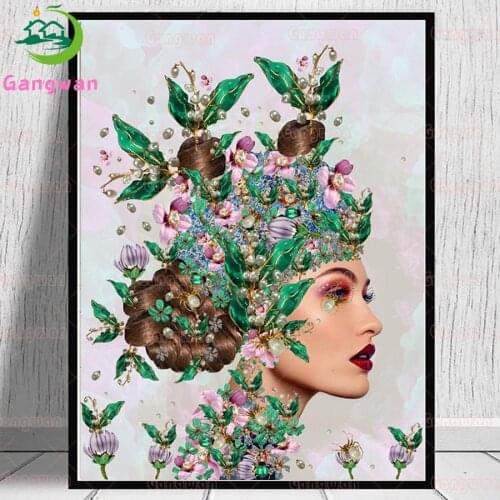 Fantasy Art 5d DIY Diamond Painting pearl flower Woman Full Drill Square Round Diamond Paiting Mosaic Embroidery Cross Stitch