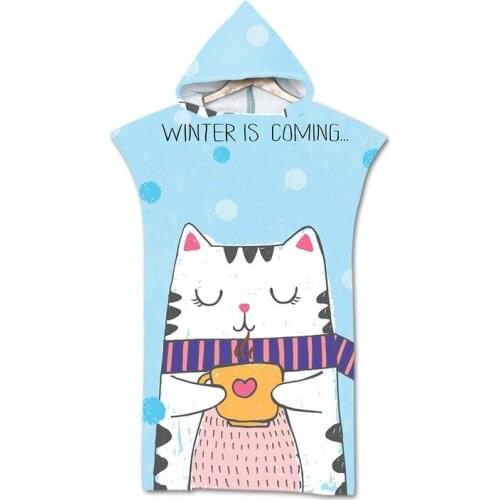 Bath Beach Towel with Hood Microfiber Hooded Robe Towel Poncho Swimming Beach Surfing Woman Bathrobe Beachwear