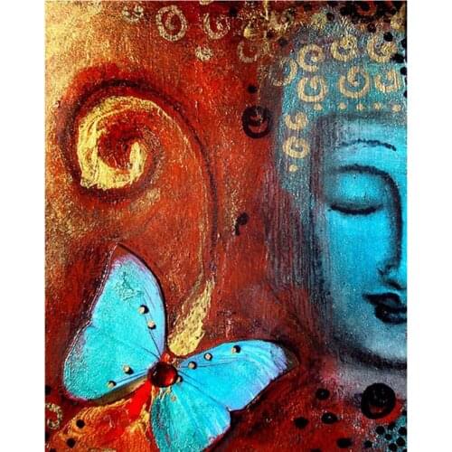 Buddha Butterfly Religion Full Drill Square Round 5D DIY Diamond Painting Set Diamond Embroidery Mosaic Cross Stitch Wall Art