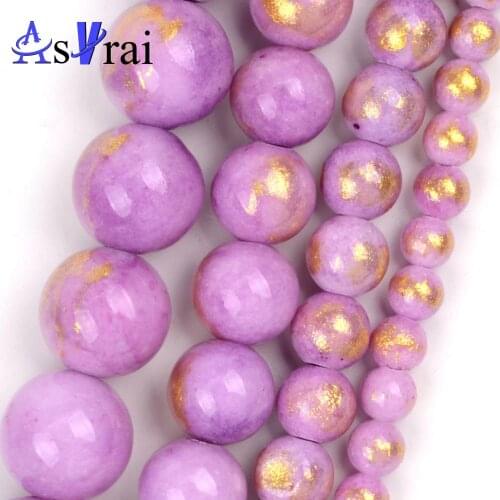 Natural Stone 4 6 8 10mm Purple Jades Beads For Jewelry Making Round Loose Spacer Beads DIY Bracelet Necklace Accessories 15inch