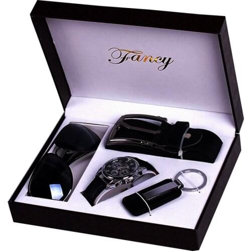 XSVO Mens Large Dial Fashion Personality Round PU Band Quartz Watch Gift Set Simple Casual Sports Male Wristwatches Clock