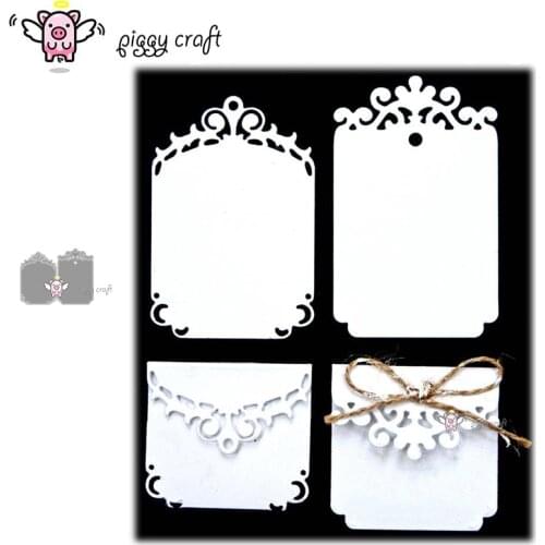 Piggy Craft metal cutting dies cut die mold 2Pcs Lace tag label Scrapbook paper craft knife mould blade punch stencils dies