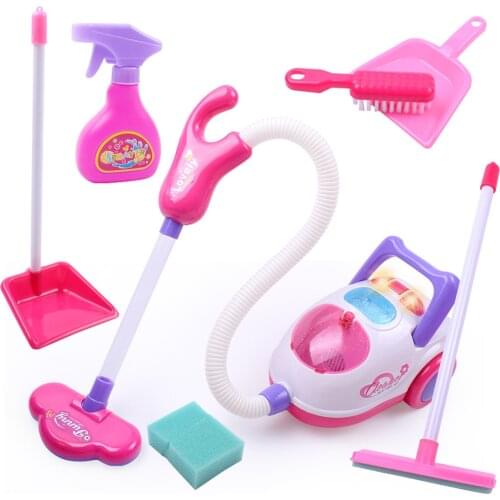 Kids Cleaning Vacuum Set Little Pretend Children Cleaning Play Set with Broom, Brush, Dust Pan and Vacuum Cleaner & Accessories