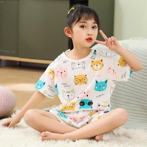 Baby Cats Sleepwear Girls Pajamas Set Boys Pijamas Kids Pyjamas Children Clothing Unisex Teenage Homewear Nightwear For 2-11Year